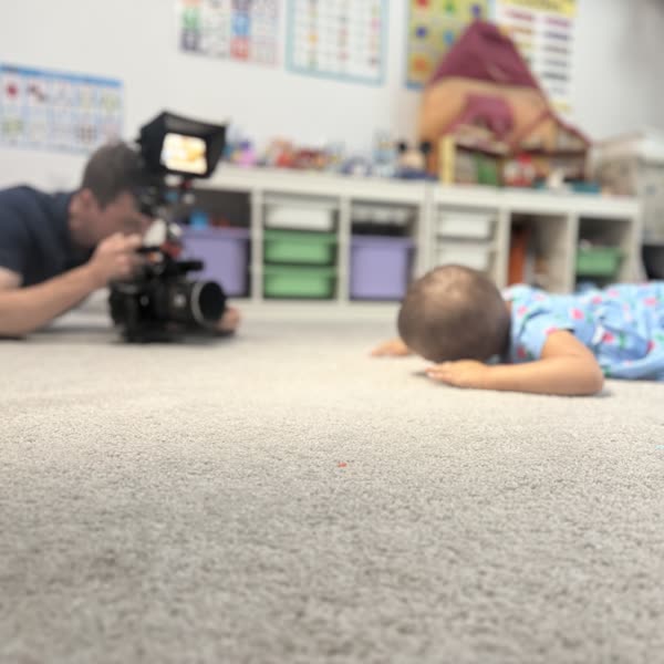 Filming a documentary scene